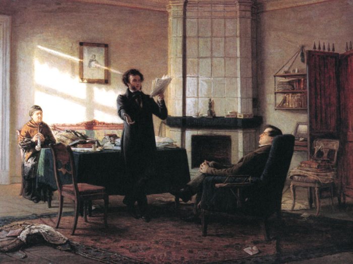 . С. Пушкин в селе Михайловском, 1875