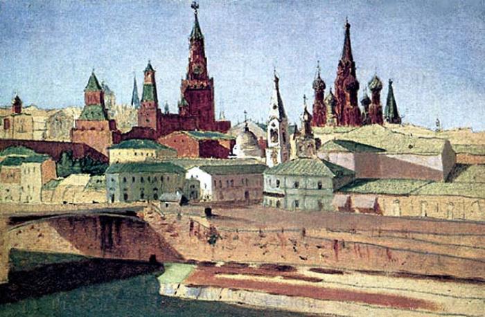 Вид на Кремль и храм Василия Блаженного, 1882