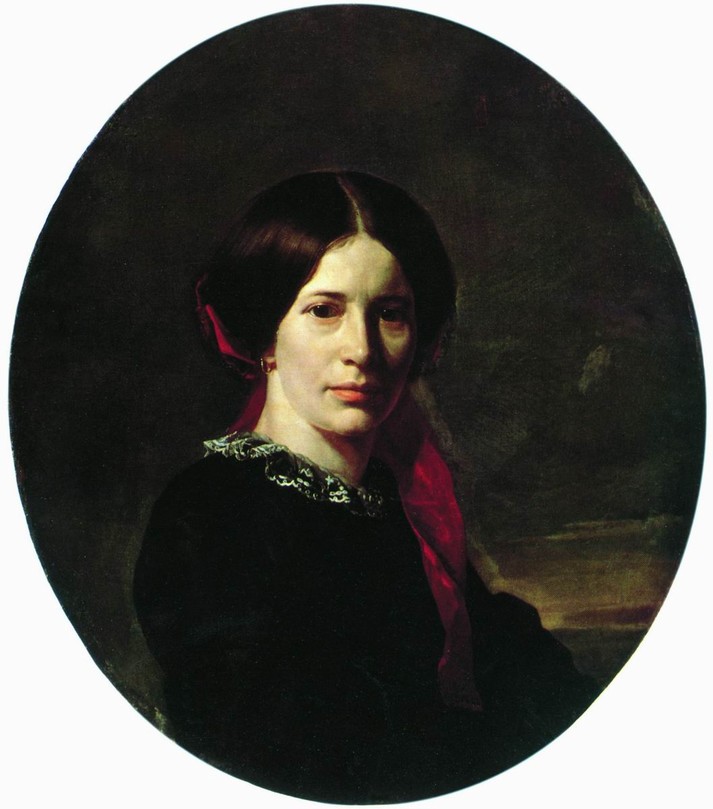 Портрет молодой женщины в черном бархатном платье, 1858