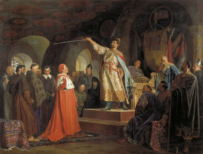 Роман Галицкий принимает послов папы Иннокентия III, 1875