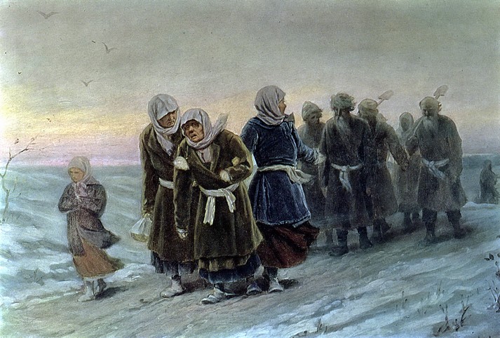 Возвращение крестьян с похорон зимою, 1880-е