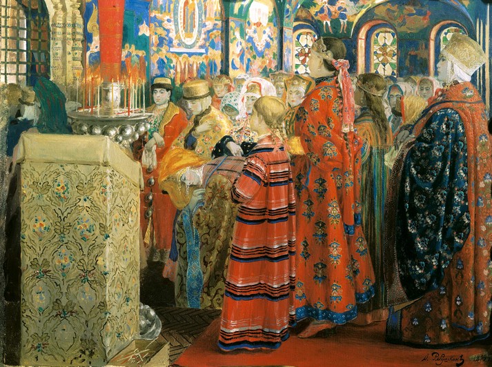 Русские женщины XVII столетия в церкви, 1899