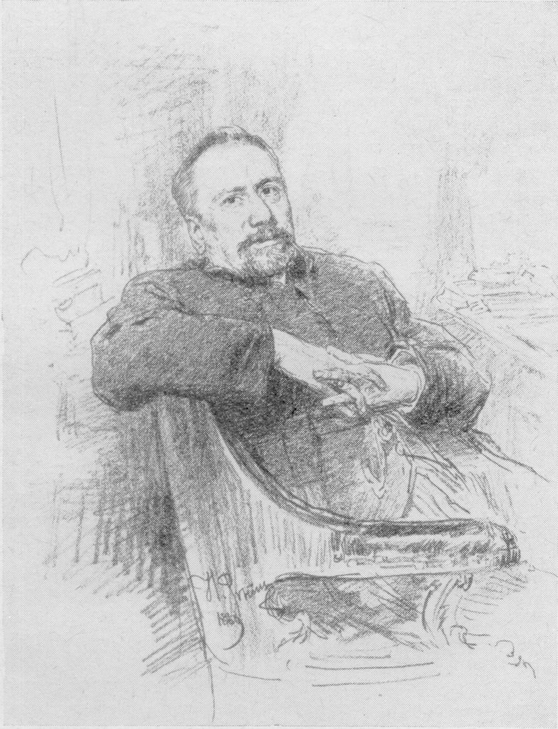 И.Е. Репин. Н.С. Лесков. Рисунок, 1889 г