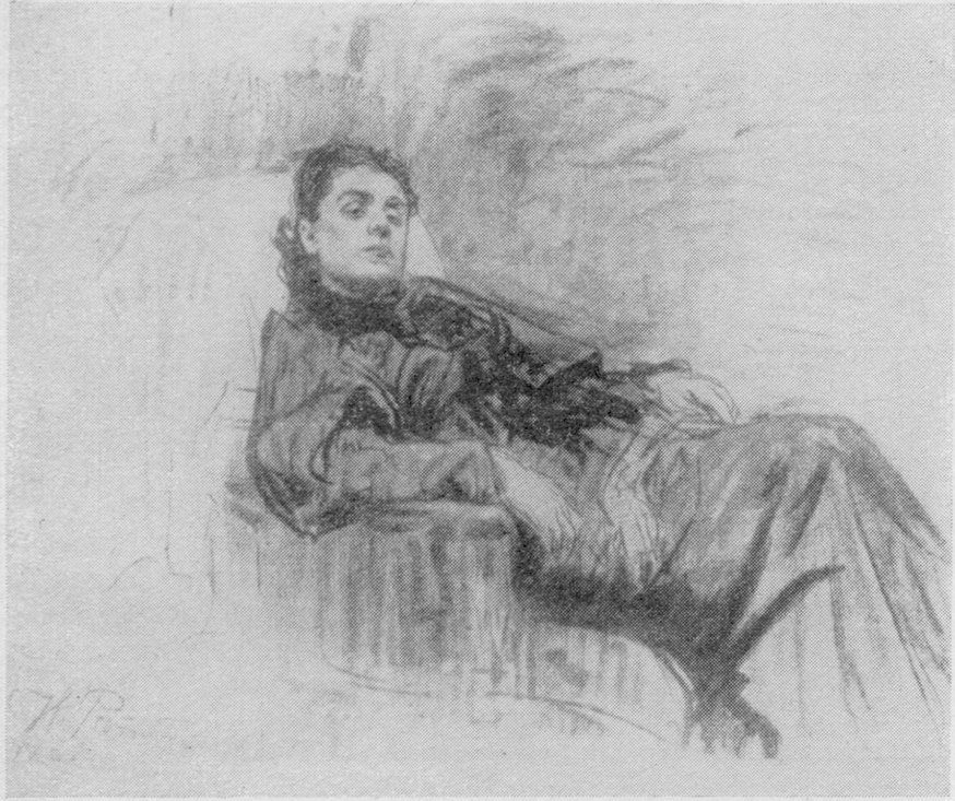 И.Е. Репин. Элеонора Дузе. Рисунок, 1891 г