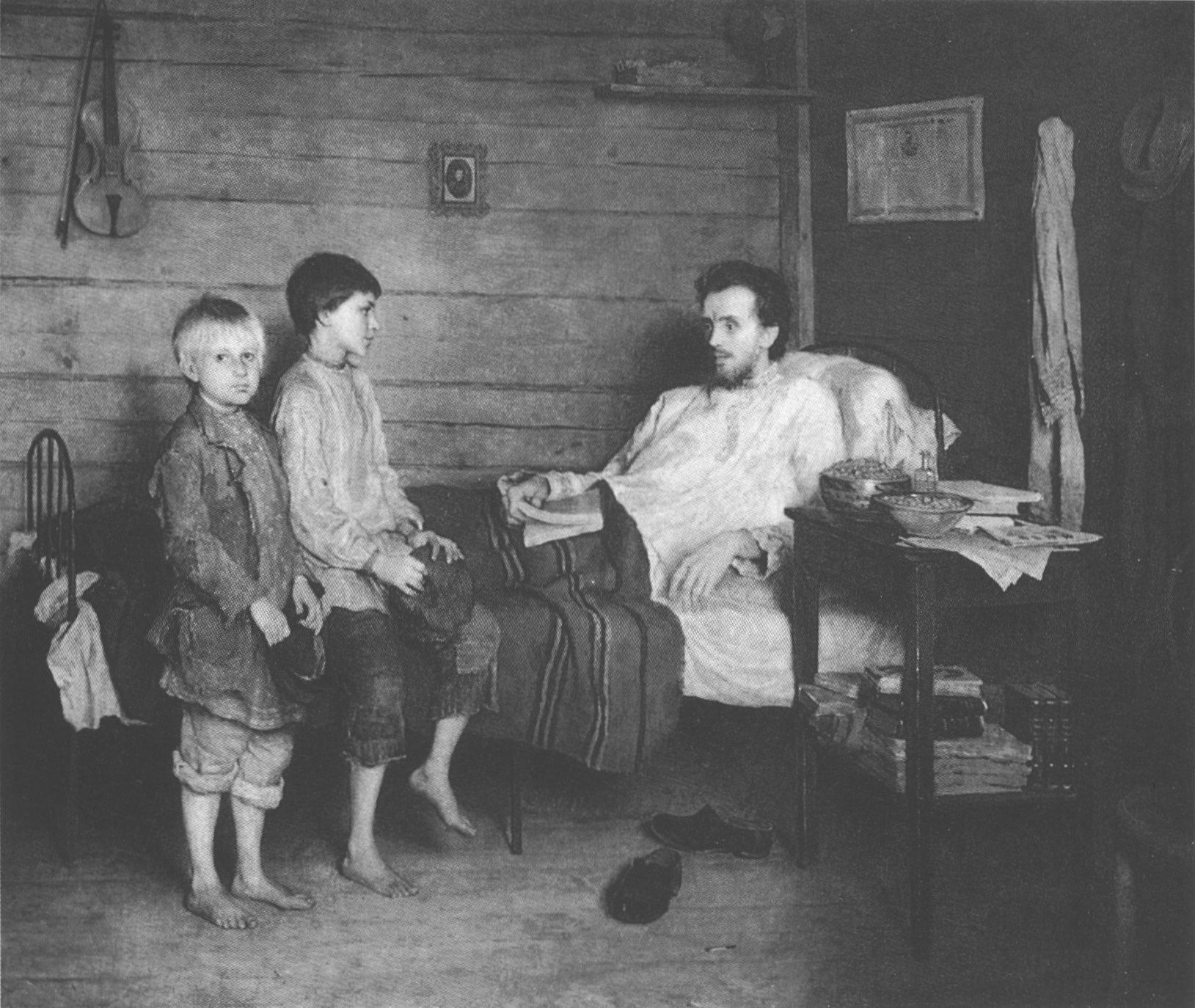 401. Богданов-Бельский Н.П. У больного учителя. 1897