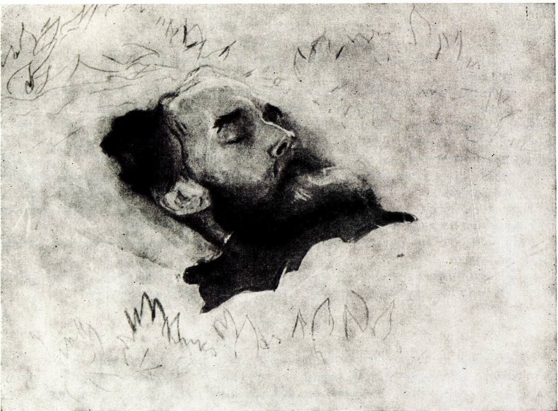 В.А. Серов. Павел Михайлович Третьяков в гробу. Рисунок. 1898